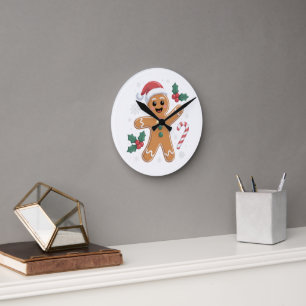 Süßer Weihnachtsmann aus Lebkuchen Weihnachtsplätz Runde Wanduhr
