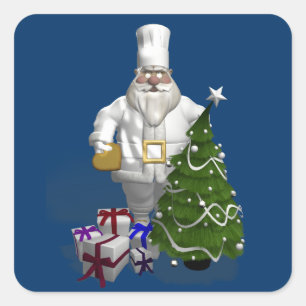 Süßer Weihnachtsmann Chef Quadratischer Aufkleber