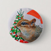 Süßer Weihnachtsmann-Chipmunk-Weihnachten Button (Vorderseite)