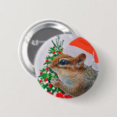 Süßer Weihnachtsmann-Chipmunk-Weihnachten Button (Vorne & Hinten)