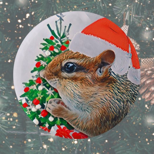 Süßer Weihnachtsmann-Chipmunk-Weihnachten Button