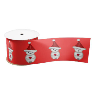 Süßer Weihnachtsmann-Eisbär mit Herz Satinband