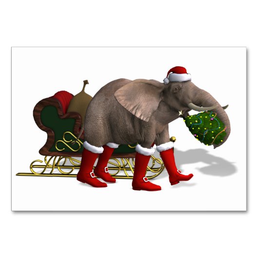 Süßer Weihnachtsmann-Elefant Tischnummer (Vorderseite)