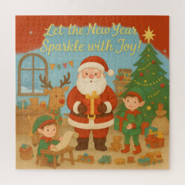 Süßer Weihnachtsmann & Elfen Neujahrs-Feiertagskar Puzzle