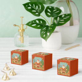 Süßer Weihnachtsmann & Elfen Neujahrs-Grußkarte Geschenkschachtel