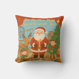 Süßer Weihnachtsmann & Elfen Neujahrs-Grußkarte Kissen