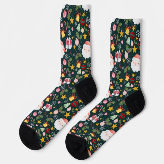 Süßer Weihnachtsmann-Feiertags-Nahtloses Muster Socken (Linkes Detail)