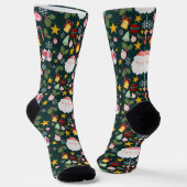 Süßer Weihnachtsmann-Feiertags-Nahtloses Muster Socken (Gewinkelt)