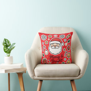 Süßer Weihnachtsmann Frohe und strahlende Weihnach Kissen