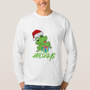 Süßer Weihnachtsmann-Frosch   Lustiger „Hoppy Holi T-Shirt