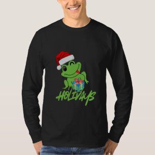 Süßer Weihnachtsmann-Frosch   Lustiger „Hoppy Holi T-Shirt