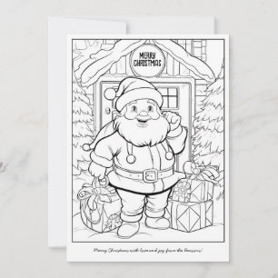 Süßer Weihnachtsmann im Familienheim Kunst-Färbung Feiertagskarte
