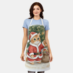Süßer Weihnachtsmann-Katzen-Weihnachts-Schürze für Schürze