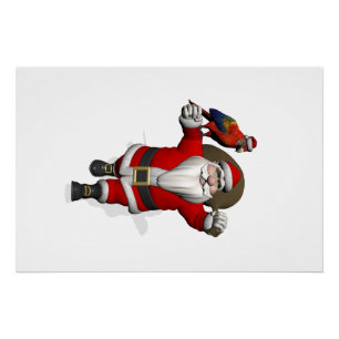 Süßer Weihnachtsmann liebt Aras Papageien Poster