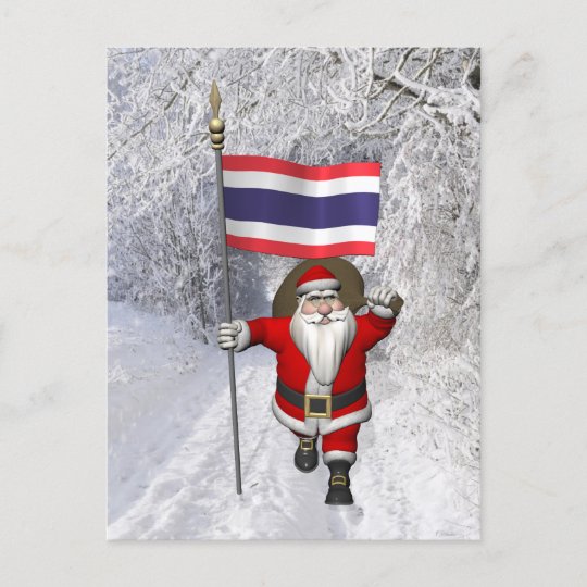 Susser Weihnachtsmann Mit Flagge Thailands Feiertagspostkarte Zazzle De
