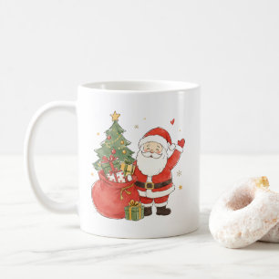 Süßer Weihnachtsmann mit Geschenksack für klassisc Kaffeetasse