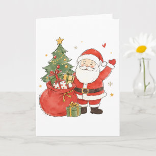 Süßer Weihnachtsmann mit Geschenksack für klassisc Karte