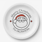 Süßer Weihnachtsmann mit roter Mütze Pappteller (Vorderseite)