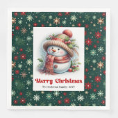 Süßer Weihnachtsmann mit Schneeflocken Kinder Serviette (Vorderseite)
