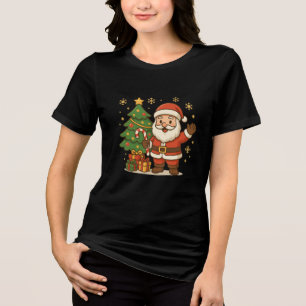Süßer Weihnachtsmann mit Weihnachtsbaum und Gesche Tri-Blend Shirt