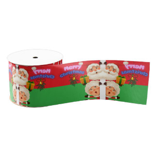 Süßer Weihnachtsmann & Mrs. Claus Frohe Weihnachte Ripsband