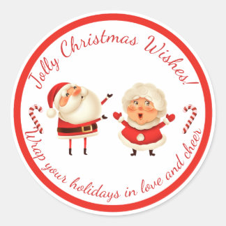 Süßer Weihnachtsmann & Mrs Claus Frohe Weihnachtsw Runder Aufkleber