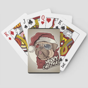 Süßer Weihnachtsmann Pug Spielkarten