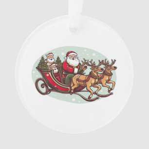 Süßer Weihnachtsmann reist mit Zug, der an den Züg Ornament