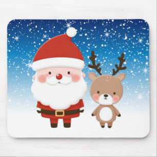 Süßer Weihnachtsmann & Rentiere Mousepad