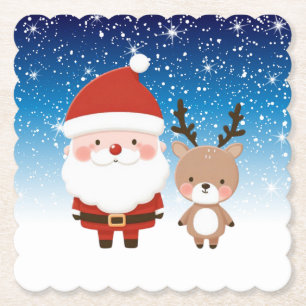 Süßer Weihnachtsmann & Rentiere Untersetzer