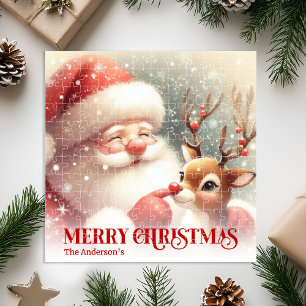 Süßer Weihnachtsmann Rudolph Personalisiertes Kind Puzzle