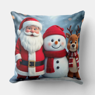 Süßer Weihnachtsmann Schneemann Rentier Kissen