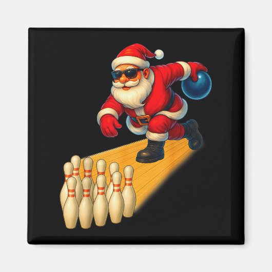Süßer Weihnachtsmann spielt Bowlingkugel und Pins Magnet (Vorne)