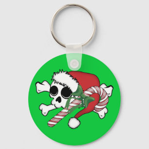 Süßer Weihnachtsmann-Totenkopf Schlüsselanhänger