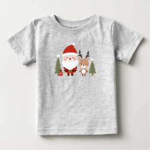 Süßer Weihnachtsmann und Rentiere Baby T-shirt