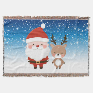 Süßer Weihnachtsmann und Rentiere Decke