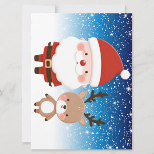 Süßer Weihnachtsmann und Rentiere Feiertagskarte