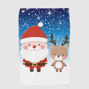 Süßer Weihnachtsmann und Rentiere Golfhandtuch