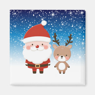 Süßer Weihnachtsmann und Rentiere Magnet