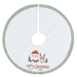 Süßer Weihnachtsmann und Rentiere Polyester Weihnachtsbaumdecke