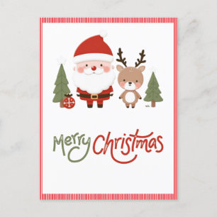 Süßer Weihnachtsmann und Rentiere Postkarte