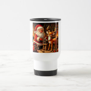 Süßer Weihnachtsmann und Rentiere Reisebecher