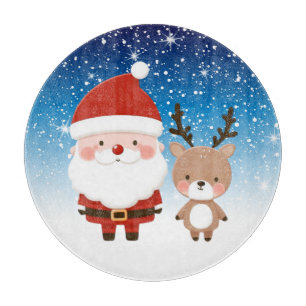 Süßer Weihnachtsmann und Rentiere Schneidebrett