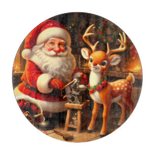 Süßer Weihnachtsmann und Rentiere  Schneidebrett