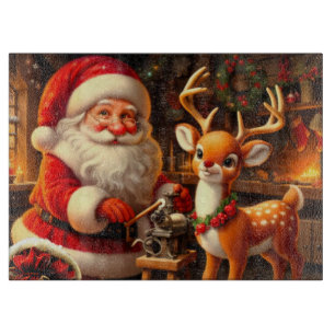 Süßer Weihnachtsmann und Rentiere Schneidebrett