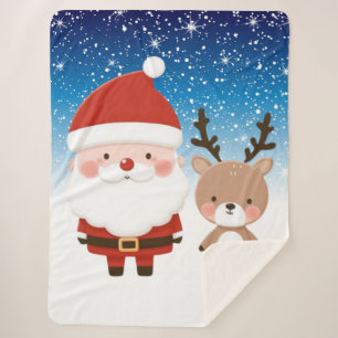 Süßer Weihnachtsmann und Rentiere Sherpadecke