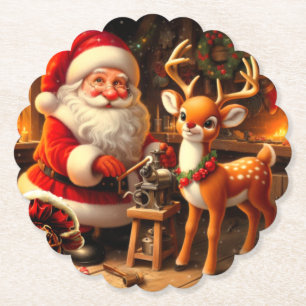 Süßer Weihnachtsmann und Rentiere Untersetzer