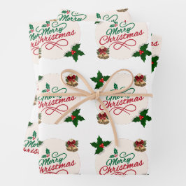 Süßer Weihnachtsmann und Schneeflocken-Muster Weih Geschenkpapier Set