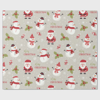 Süßer Weihnachtsmann- und Schneemann-Merry-Christm Geschenkpapier