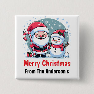 Süßer Weihnachtsmann und Schneemann Weihnachten Cu Button